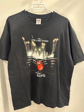 Anvil Black Rolling Stones Concert Graphic Tee with Red Tongue